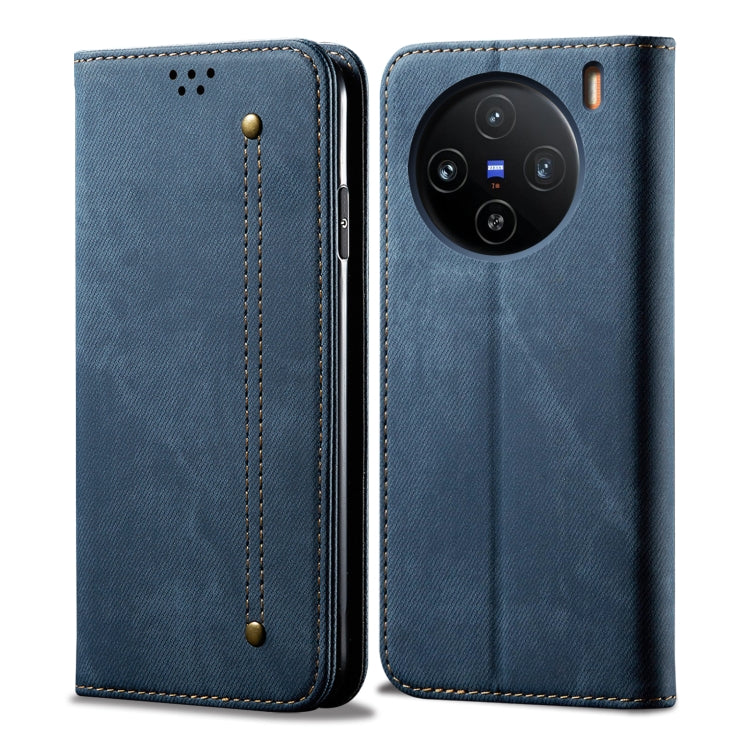 For vivo X100 Denim Texture Flip Leather Phone Case(Blue) - X100 Cases by imak | Online Shopping South Africa | PMC Jewellery | Buy Now Pay Later Mobicred