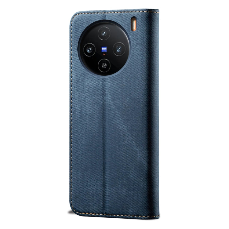 For vivo X100 Denim Texture Flip Leather Phone Case(Blue) - X100 Cases by imak | Online Shopping South Africa | PMC Jewellery | Buy Now Pay Later Mobicred