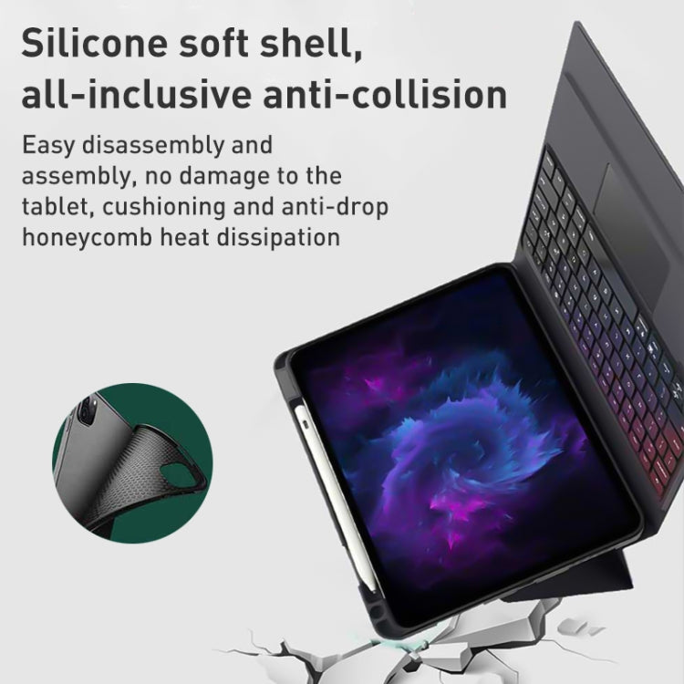 For iPad Pro 12.9 2022 / 2021 / 2020 Integrated Bluetooth Keyboard Leather Case with Backlight & Touchpad(Black) - For iPad Pro by PMC TechLife | Online Shopping South Africa | PMC TechLife