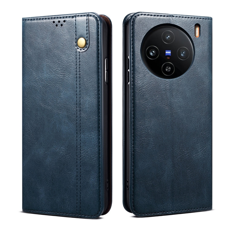 For vivo X100 Pro Oil Wax Crazy Horse Texture Leather Phone Case(Blue) - X100 Pro Cases by imak | Online Shopping South Africa | PMC Jewellery | Buy Now Pay Later Mobicred