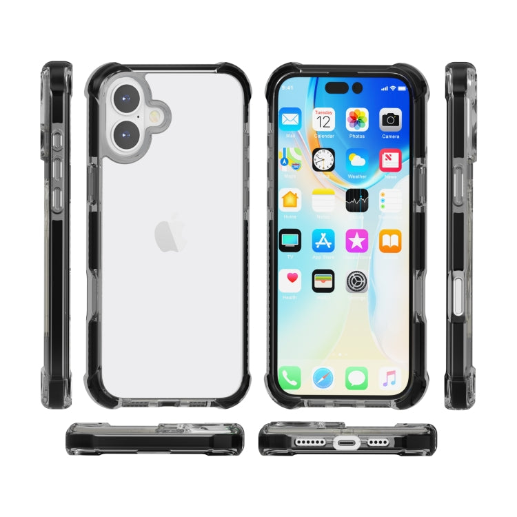 For iPhone 16 Plus Four-corner Shockproof TPU + Acrylic Phone Case(Black) - iPhone 16 Plus Cases by PMC Jewellery | Online Shopping South Africa | PMC Jewellery | Buy Now Pay Later Mobicred