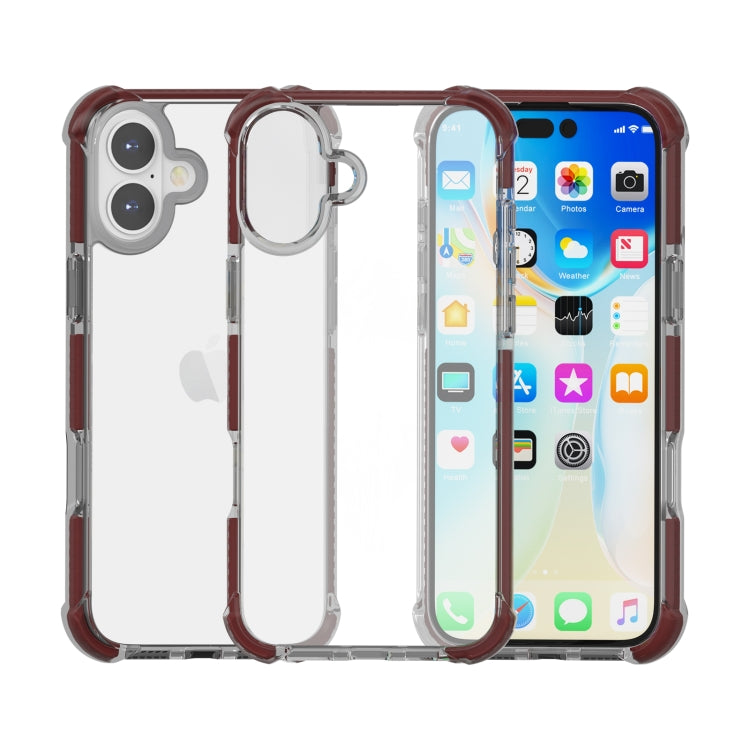 For iPhone 16 Four-corner Shockproof TPU + Acrylic Phone Case(Brown) - iPhone 16 Cases by PMC Jewellery | Online Shopping South Africa | PMC Jewellery | Buy Now Pay Later Mobicred