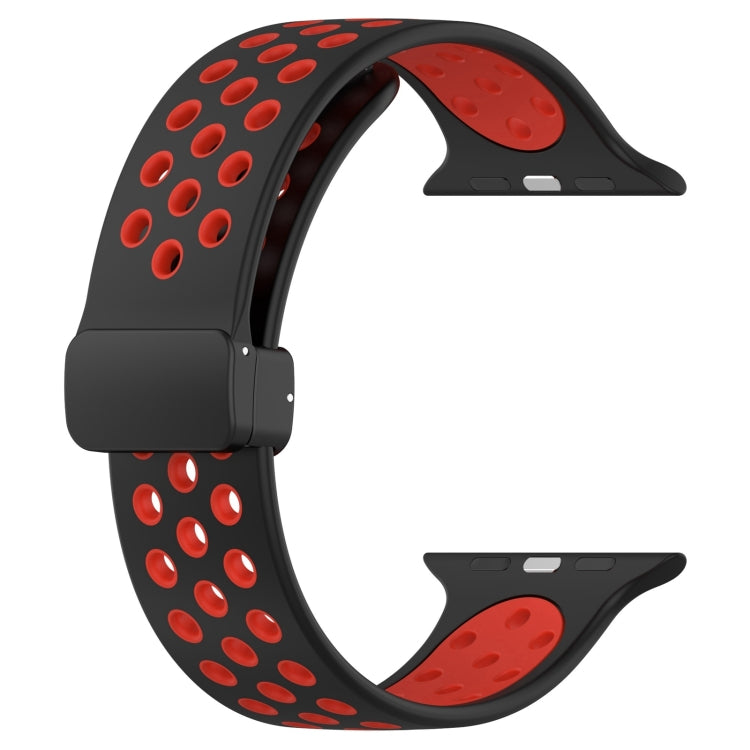 For Apple Watch SE 2023 40mm Magnetic Buckle Silicone Watch Band(Black Red) - Watch Bands by PMC TechLife | Online Shopping South Africa | PMC TechLife