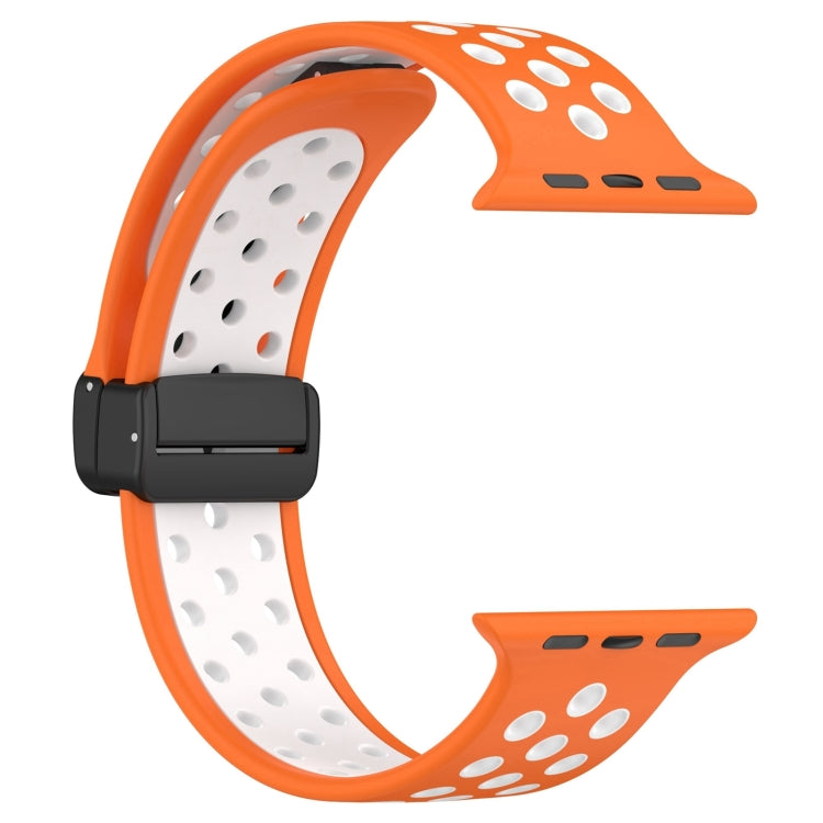 For Apple Watch Ultra 2 49mm Magnetic Buckle Silicone Watch Band(Orange White) - Watch Bands by PMC TechLife | Online Shopping South Africa | PMC TechLife