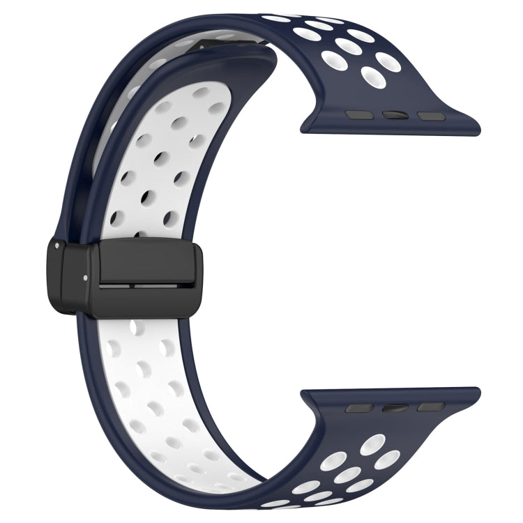 For Apple Watch Ultra 2 49mm Magnetic Buckle Silicone Watch Band(Navy White) - Watch Bands by PMC Jewellery | Online Shopping South Africa | PMC Jewellery