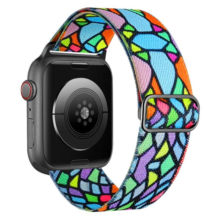 For Apple Watch SE 2022 40mm Painted Pattern Nylon Replacement Watch Band(Geometric Rainbow) - Watch Bands by PMc TechLife | Online Shopping South Africa | PMc TechLife | Buy Now Pay Later Mobicred
