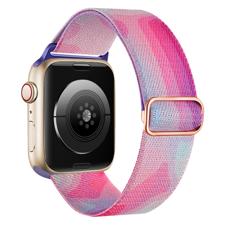 For Apple Watch 6 44mm Painted Pattern Nylon Replacement Watch Band(Ladder Purple Blue) - Watch Bands by PMc TechLife | Online Shopping South Africa | PMc TechLife | Buy Now Pay Later Mobicred
