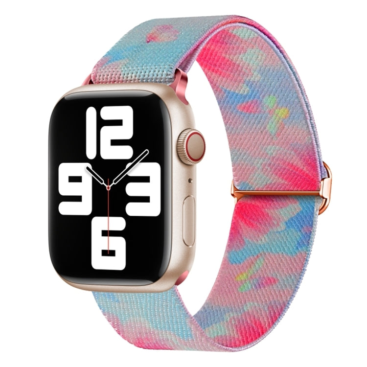 For Apple Watch 9 41mm Painted Pattern Nylon Replacement Watch Band(Flower Butterfly) - Watch Bands by PMc TechLife | Online Shopping South Africa | PMc TechLife | Buy Now Pay Later Mobicred