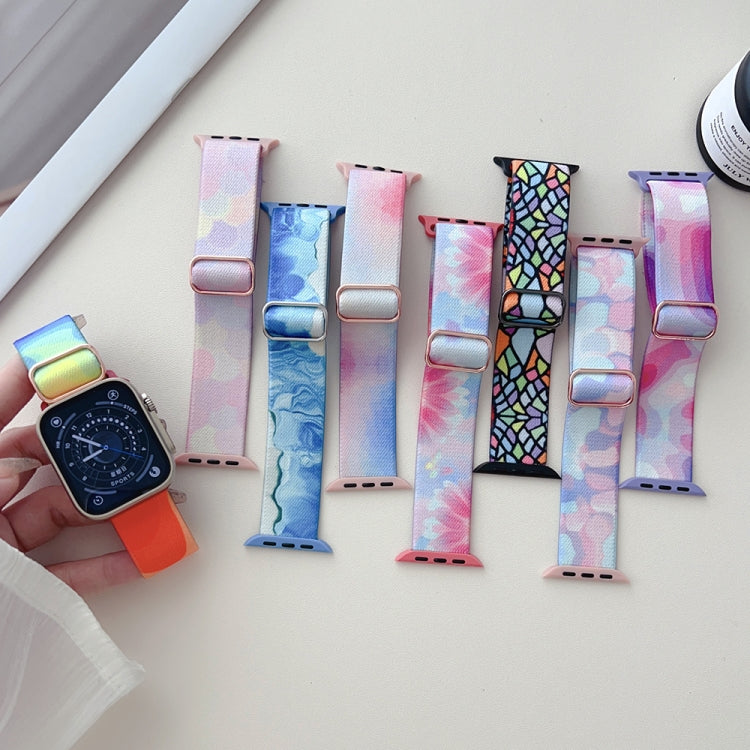 For Apple Watch Ultra 49mm Painted Pattern Nylon Replacement Watch Band(Ocean Blue) - Watch Bands by PMC Jewellery | Online Shopping South Africa | PMC Jewellery | Buy Now Pay Later Mobicred