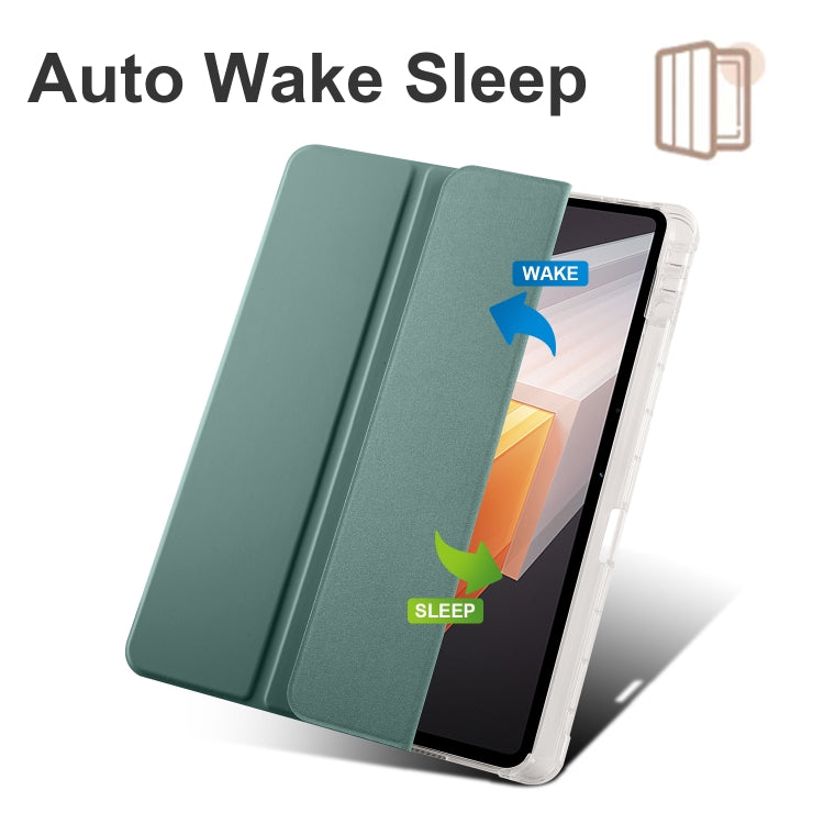 For vivo Pad2 12.1inch 3-folding Transparent TPU Smart Leather Tablet Case with Pen Slot(Green) - vivo by PMC TechLife | Online Shopping South Africa | PMC TechLife | Buy Now Pay Later Mobicred
