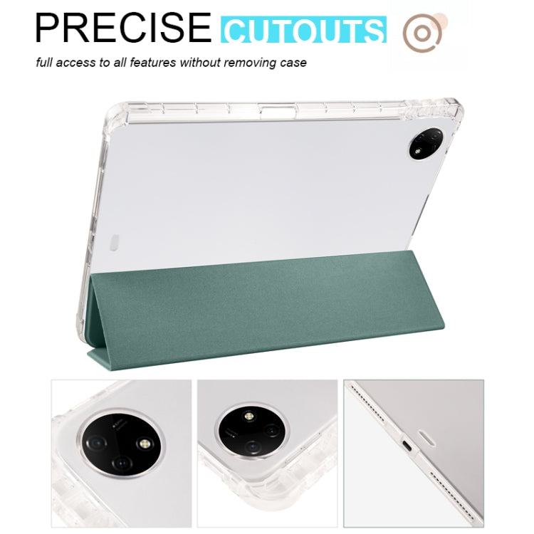 For vivo Pad2 12.1inch 3-folding Transparent TPU Smart Leather Tablet Case with Pen Slot(Green) - vivo by PMC TechLife | Online Shopping South Africa | PMC TechLife | Buy Now Pay Later Mobicred