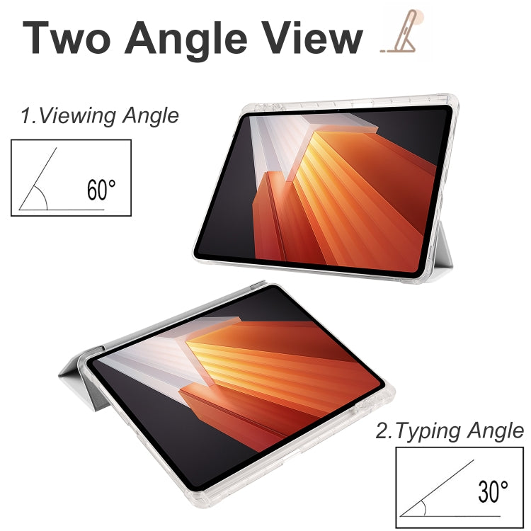 For vivo Pad2 12.1inch 3-folding Transparent TPU Smart Leather Tablet Case with Pen Slot(Grey) - vivo by PMC TechLife | Online Shopping South Africa | PMC TechLife | Buy Now Pay Later Mobicred