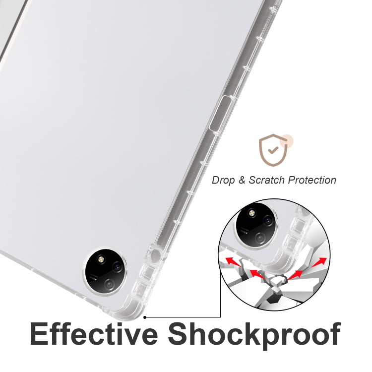 For vivo Pad2 12.1inch 3-folding Transparent TPU Smart Leather Tablet Case with Pen Slot(Grey) - vivo by PMC TechLife | Online Shopping South Africa | PMC TechLife | Buy Now Pay Later Mobicred