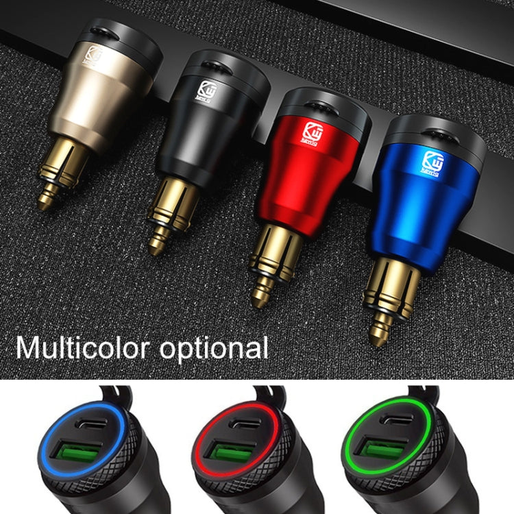 Motorcycle European-style Small-caliber Aluminum Alloy QC 3.0 + PD Fast Charge USB Charger, Shell Color:Red(Green Light) - Battery Charger by PMC Jewellery | Online Shopping South Africa | PMC Jewellery | Buy Now Pay Later Mobicred