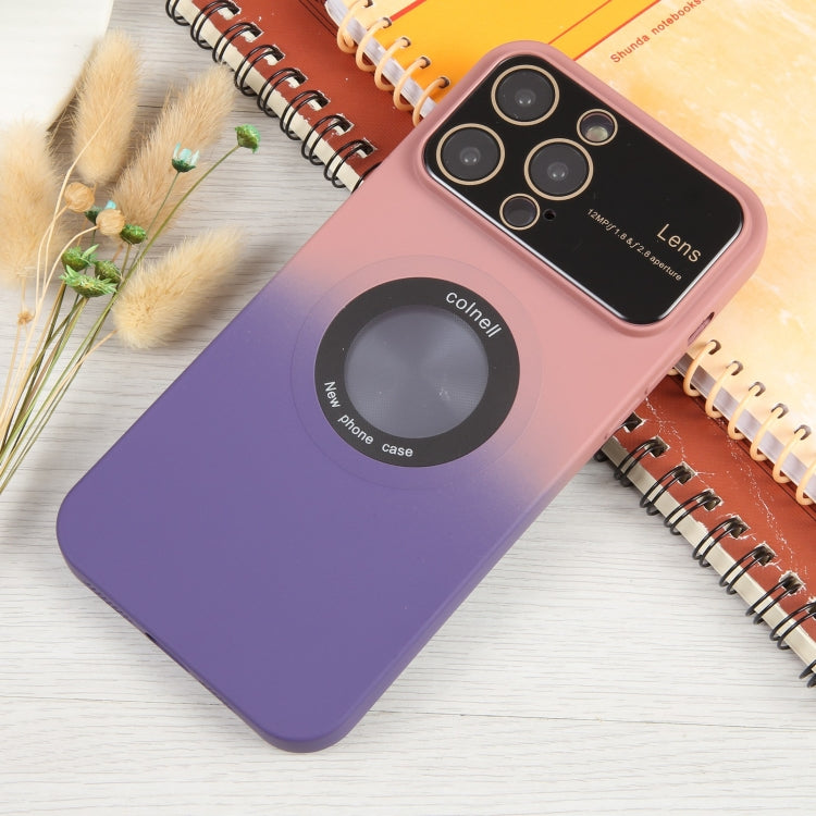 For iPhone 14 Gradient Silicone Shockproof Magsafe Phone Case with Lens Film(Pink Purple) - iPhone 14 Cases by PMC Jewellery | Online Shopping South Africa | PMC Jewellery