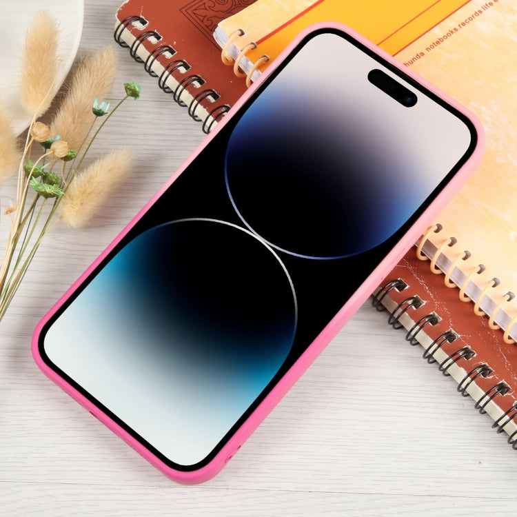 For iPhone 14 Pro Gradient Silicone Shockproof Magsafe Phone Case with Lens Film(Pink Rose) - iPhone 14 Pro Cases by PMC Jewellery | Online Shopping South Africa | PMC Jewellery