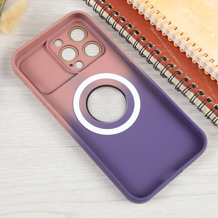 For iPhone 14 Pro Gradient Silicone Shockproof Magsafe Phone Case with Lens Film(Pink Purple) - iPhone 14 Pro Cases by PMC Jewellery | Online Shopping South Africa | PMC Jewellery