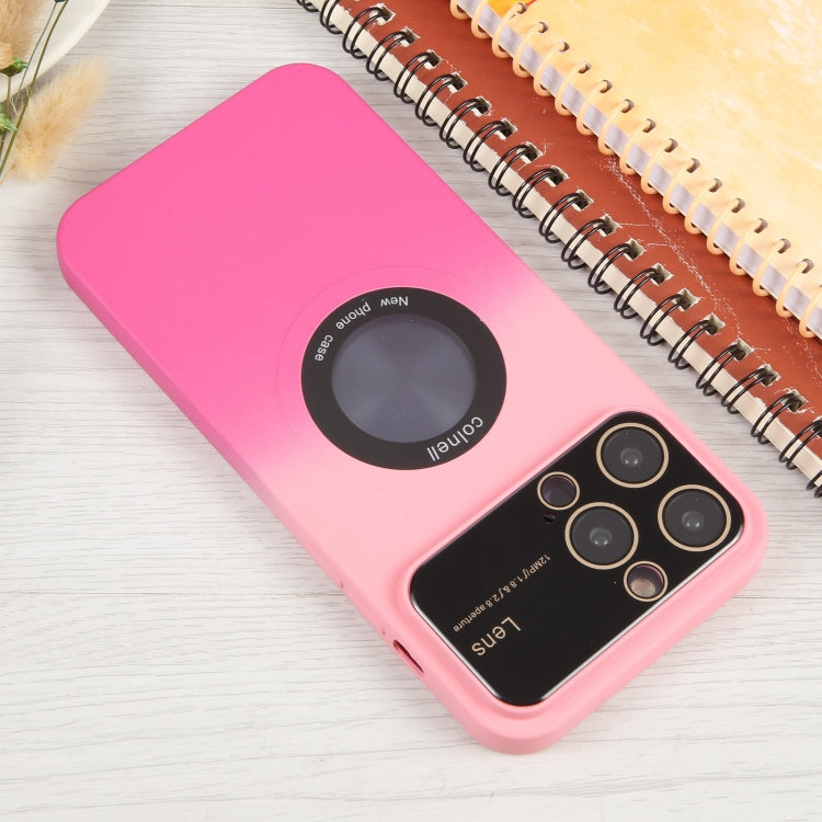 For iPhone 11 Gradient Silicone Shockproof Magsafe Phone Case with Lens Film(Pink Rose) - iPhone 11 Cases by PMC Jewellery | Online Shopping South Africa | PMC Jewellery