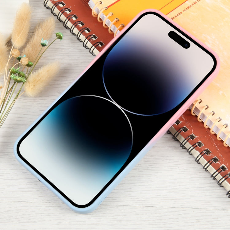 For iPhone 15 Pro Gradient Silicone Shockproof Magsafe Phone Case with Lens Film(Pink Blue) - iPhone 15 Pro Cases by PMC Jewellery | Online Shopping South Africa | PMC Jewellery