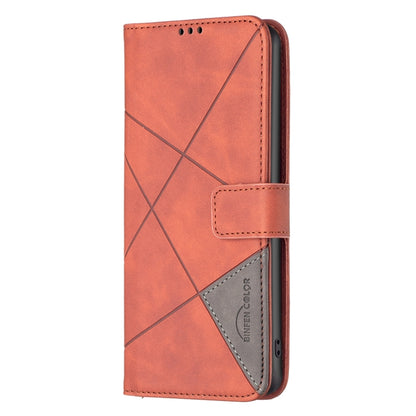 For Motorola Moto G Play 2024 Magnetic Buckle Rhombus Texture Leather Phone Case(Brown) - Motorola Cases by PMC Jewellery | Online Shopping South Africa | PMC Jewellery | Buy Now Pay Later Mobicred