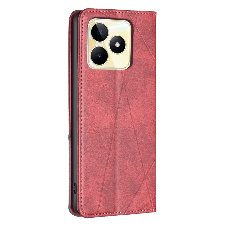 For Realme C53 Rhombus Texture Leather Phone Case(Red) - Realme Cases by PMC Jewellery | Online Shopping South Africa | PMC Jewellery | Buy Now Pay Later Mobicred