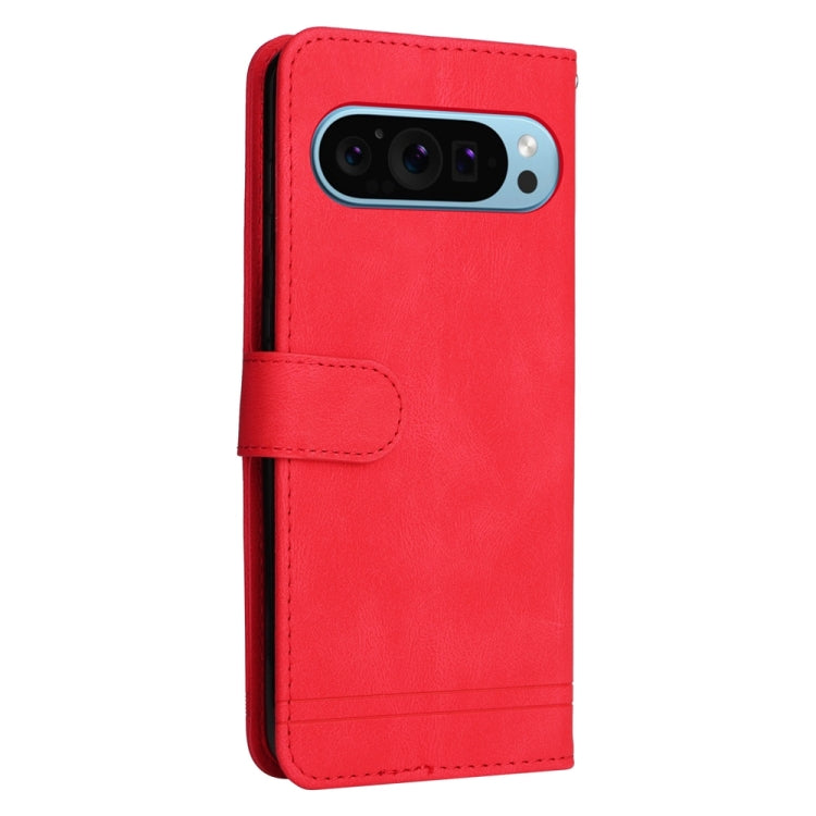 For Google Pixel 9 Skin Feel Life Tree Metal Button Leather Phone Case(Red) - Google Cases by PMC Jewellery | Online Shopping South Africa | PMC Jewellery | Buy Now Pay Later Mobicred