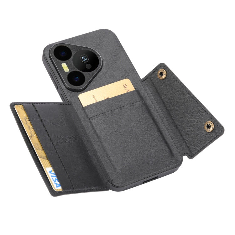 For Huawei Pura 70 Pro Double Buckle Card Slots Magnetic Phone Case(Black) - Huawei Cases by PMC TechLife | Online Shopping South Africa | PMC TechLife | Buy Now Pay Later Mobicred