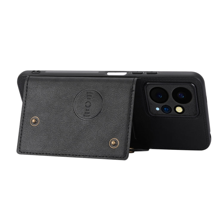 For Xiaomi Redmi Note 12 4G Global Double Buckle Card Slots Magnetic Phone Case(Black) - Xiaomi Cases by PMC Jewellery | Online Shopping South Africa | PMC Jewellery | Buy Now Pay Later Mobicred