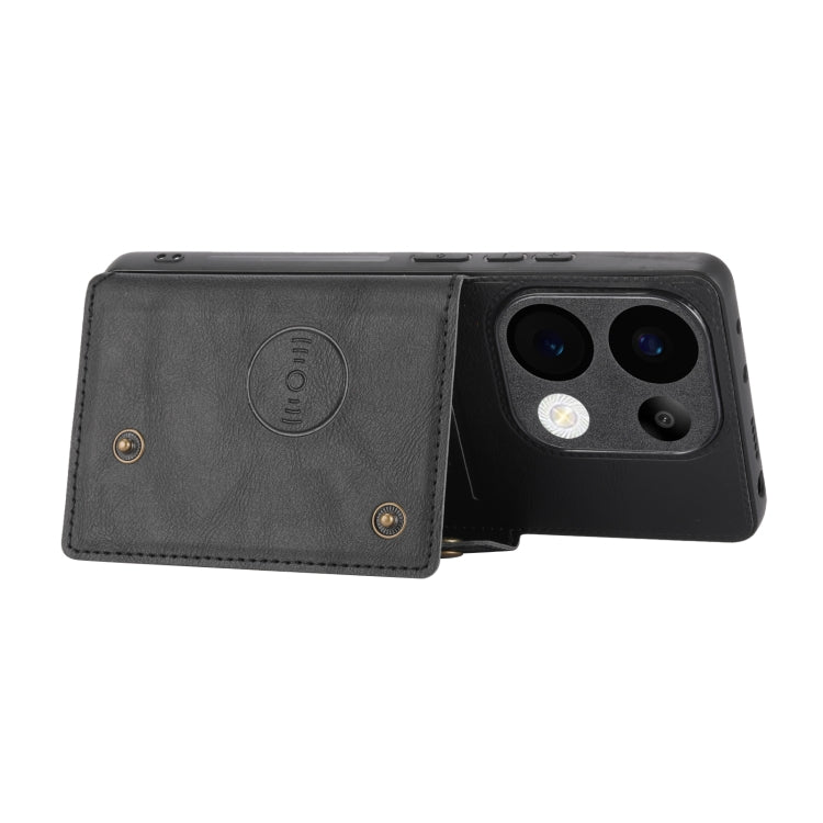 For Xiaomi Redmi Note 13 Pro 4G Global Double Buckle Card Slots Magnetic Phone Case(Black) - Note 13 Pro Cases by PMC Jewellery | Online Shopping South Africa | PMC Jewellery | Buy Now Pay Later Mobicred