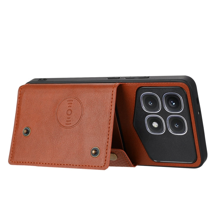 For Xiaomi Redmi K70 Ultra Double Buckle Card Slots Magnetic Phone Case(Brown) - Xiaomi Cases by PMC Jewellery | Online Shopping South Africa | PMC Jewellery | Buy Now Pay Later Mobicred