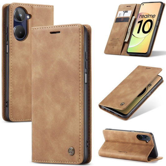 For Realme 10 4G CaseMe 013 Multifunctional Horizontal Flip Leather Phone Case(Brown) - Realme Cases by CaseMe | Online Shopping South Africa | PMC Jewellery | Buy Now Pay Later Mobicred