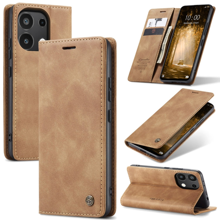 For Xiaomi Redmi Note 13 4G CaseMe 013 Multifunctional Horizontal Flip Leather Phone Case(Brown) - Xiaomi Cases by CaseMe | Online Shopping South Africa | PMC Jewellery | Buy Now Pay Later Mobicred