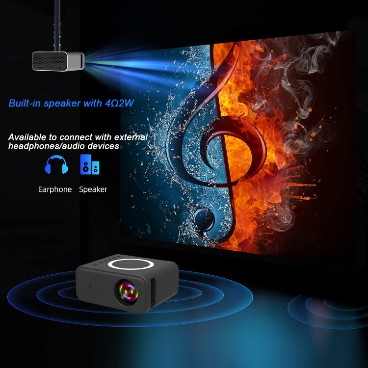 T300S 320x240 24ANSI Lumens Mini LCD Projector Supports Wired & Wireless Same Screen, Specification:EU Plug(Black) - Mini Projector by PMC TechLife | Online Shopping South Africa | PMC TechLife | Buy Now Pay Later Mobicred
