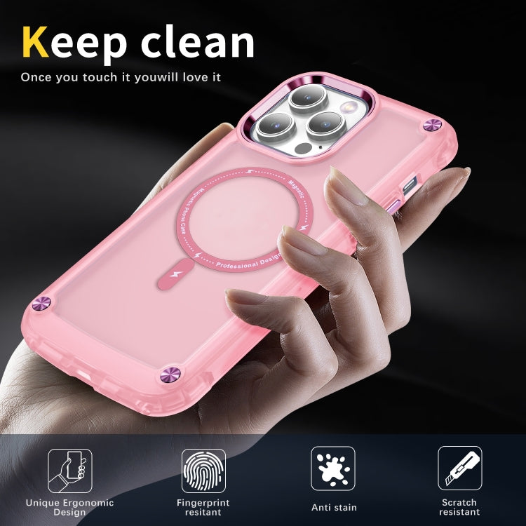 For iPhone 16 Pro Max Skin Feel TPU + PC MagSafe Magnetic Phone Case(Transparent Pink) - iPhone 16 Pro Max Cases by PMC TechLife | Online Shopping South Africa | PMC TechLife | Buy Now Pay Later Mobicred