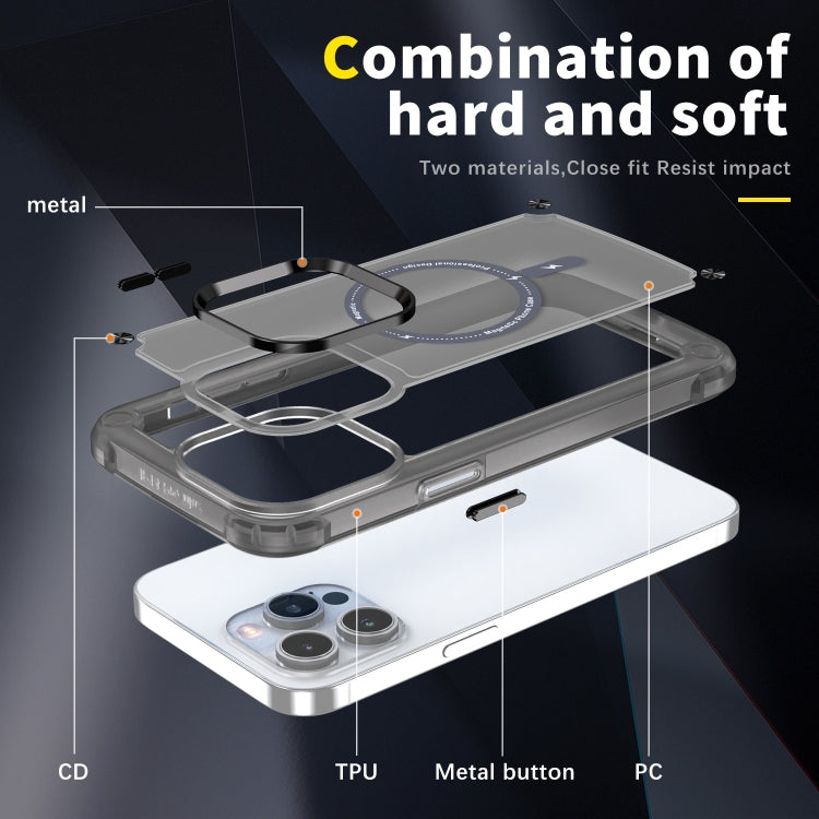 For iPhone 16 Pro Skin Feel TPU + PC MagSafe Magnetic Phone Case(Transparent Black) - iPhone 16 Pro Cases by PMC Jewellery | Online Shopping South Africa | PMC Jewellery | Buy Now Pay Later Mobicred