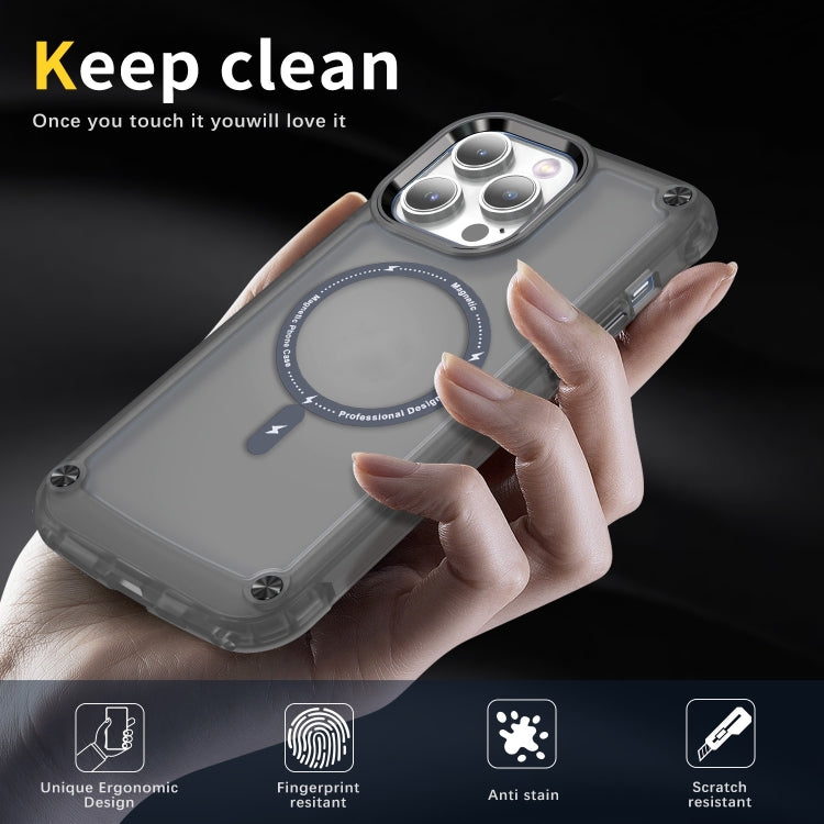 For iPhone 16 Pro Skin Feel TPU + PC MagSafe Magnetic Phone Case(Transparent Black) - iPhone 16 Pro Cases by PMC TechLife | Online Shopping South Africa | PMC TechLife | Buy Now Pay Later Mobicred