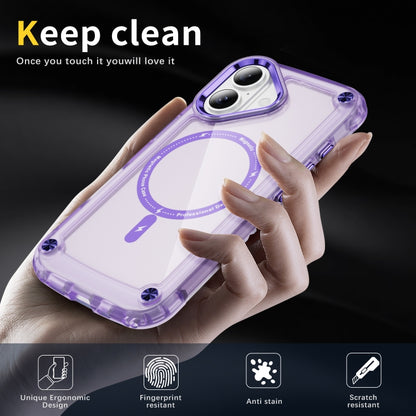 For iPhone 16 Plus Skin Feel TPU + PC MagSafe Magnetic Phone Case(Transparent Purple) - iPhone 16 Plus Cases by PMC Jewellery | Online Shopping South Africa | PMC Jewellery | Buy Now Pay Later Mobicred