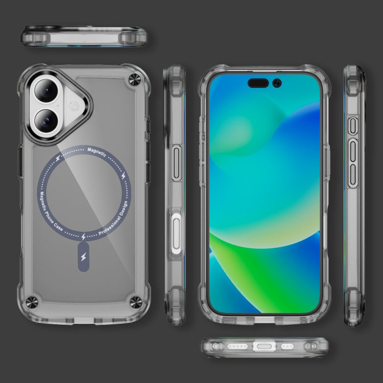 For iPhone 16 Skin Feel TPU + PC MagSafe Magnetic Phone Case(Transparent Black) - iPhone 16 Cases by PMC Jewellery | Online Shopping South Africa | PMC Jewellery | Buy Now Pay Later Mobicred