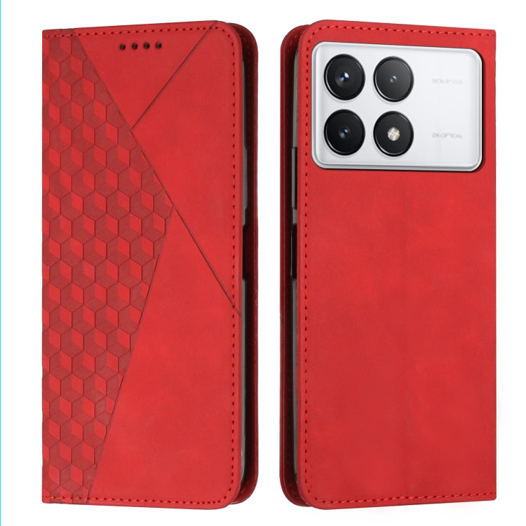 For Xiaomi Redmi K70 / K70 Pro Diamond Splicing Skin Feel Magnetic Leather Phone Case(Red) - K70 Pro Cases by PMC Jewellery | Online Shopping South Africa | PMC Jewellery | Buy Now Pay Later Mobicred