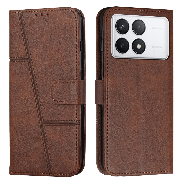 For Xiaomi Redmi K70 / K70 Pro Stitching Calf Texture Buckle Leather Phone Case(Brown) - K70 Pro Cases by PMC Jewellery | Online Shopping South Africa | PMC Jewellery | Buy Now Pay Later Mobicred