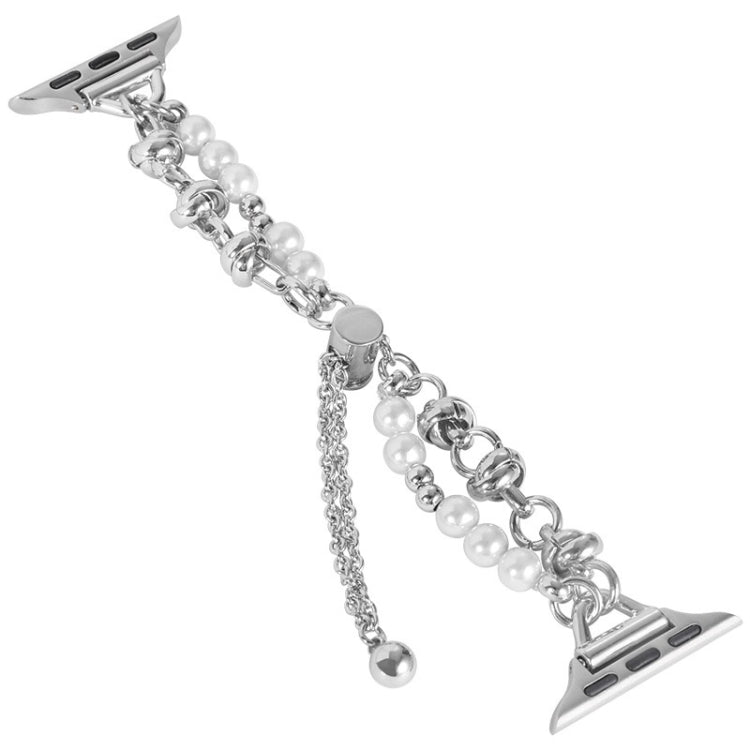 For Apple Watch 7 45mm Pearl Bracelet Metal Watch Band(Silver) - free shipping - PMC TechLife - Order now!