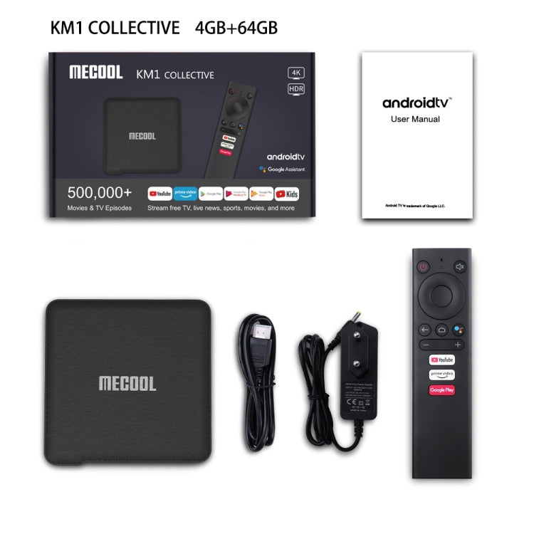 MECOOL KM1 4K Ultra HD Smart Android 9.0 Amlogic S905X3 TV Box with Remote Controller, 4GB+64GB, Support Dual Band WiFi 2T2R/HDMI/TF Card/LAN, EU Plug - Amlogic S905 by MECOOL | Online Shopping South Africa | PMC Jewellery | Buy Now Pay Later Mobicred