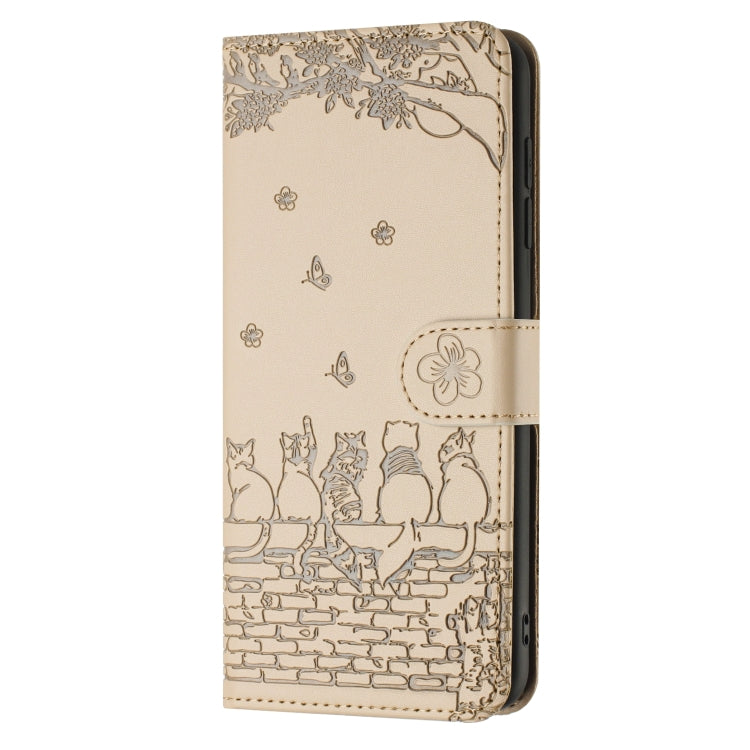 For iPhone SE 2024 Cat Embossing Pattern Leather Phone Case with Lanyard(Beige) - More iPhone Cases by PMC Jewellery | Online Shopping South Africa | PMC Jewellery | Buy Now Pay Later Mobicred