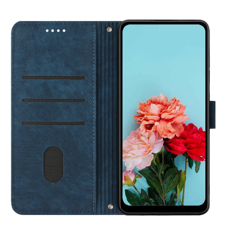 For Xiaomi Redmi K70 / K70 Pro Skin Feel Stripe Pattern Leather Phone Case with Long Lanyard(Blue) - K70 Pro Cases by PMC Jewellery | Online Shopping South Africa | PMC Jewellery | Buy Now Pay Later Mobicred