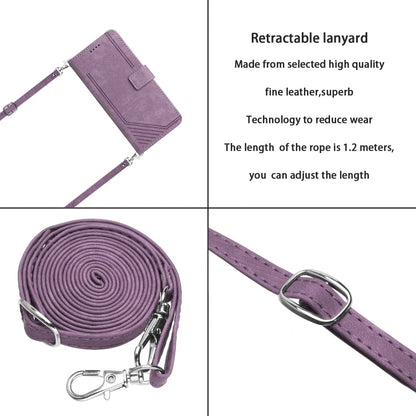 For Xiaomi Redmi K70 / K70 Pro Skin Feel Stripe Pattern Leather Phone Case with Long Lanyard(Purple) - K70 Pro Cases by PMC Jewellery | Online Shopping South Africa | PMC Jewellery | Buy Now Pay Later Mobicred