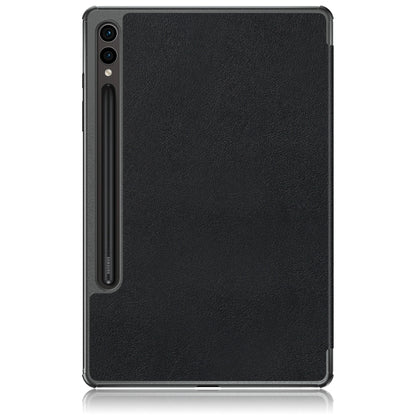 For Samsung Galaxy Tab S9+ Custer Pure Color 3-Fold Holder Smart Leather Tablet Case(Black) - Galaxy Tab S9+ Cases by PMC Jewellery | Online Shopping South Africa | PMC Jewellery | Buy Now Pay Later Mobicred