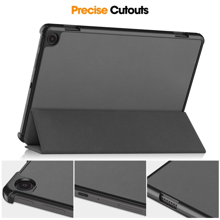 For  Amazon Fire Max 11 Custer Pure Color 3-Fold Holder Smart Leather Tablet Case(Grey) - Amazon by PMC TechLife | Online Shopping South Africa | PMC TechLife