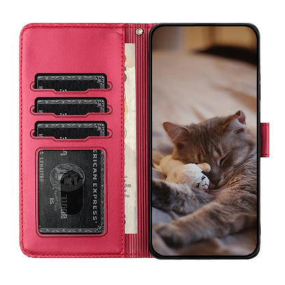 For Xiaomi Poco F5 Pro Cat Embossing Pattern Leather Phone Case with Lanyard(Red) - Xiaomi Cases by PMC Jewellery | Online Shopping South Africa | PMC Jewellery | Buy Now Pay Later Mobicred