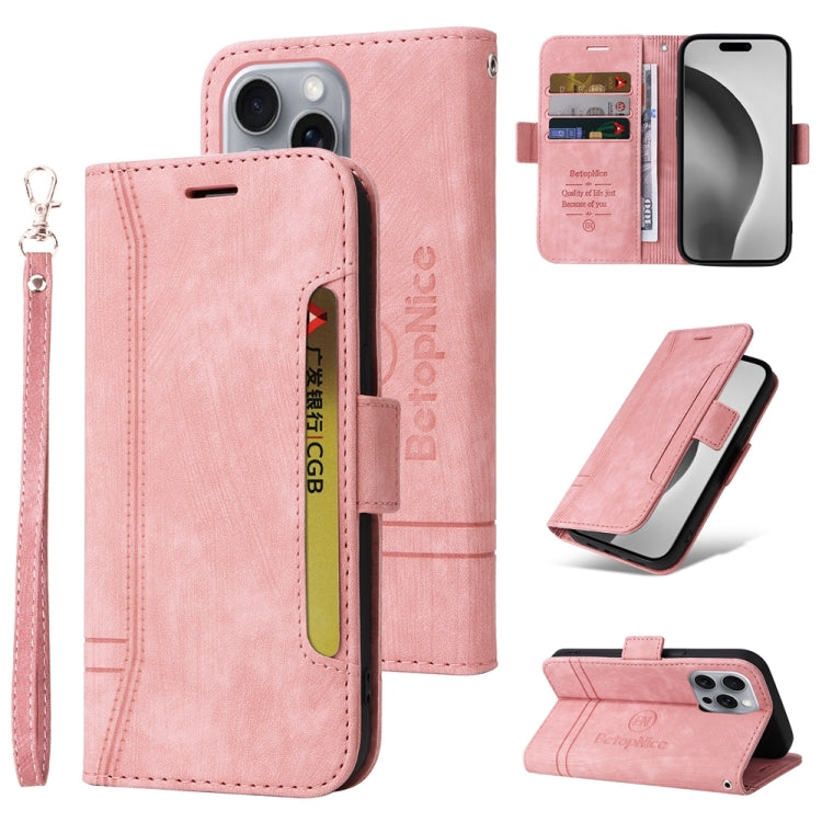 For iPhone 16 Pro Max BETOPNICE Dual-side Buckle Leather Phone Case(Pink) - iPhone 16 Pro Max Cases by BETOPNICE | Online Shopping South Africa | PMC Jewellery | Buy Now Pay Later Mobicred