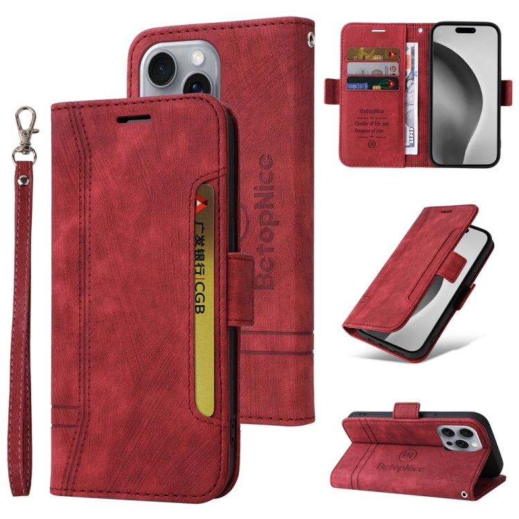 For iPhone 16 Pro Max BETOPNICE Dual-side Buckle Leather Phone Case(Red) - iPhone 16 Pro Max Cases by BETOPNICE | Online Shopping South Africa | PMC Jewellery | Buy Now Pay Later Mobicred